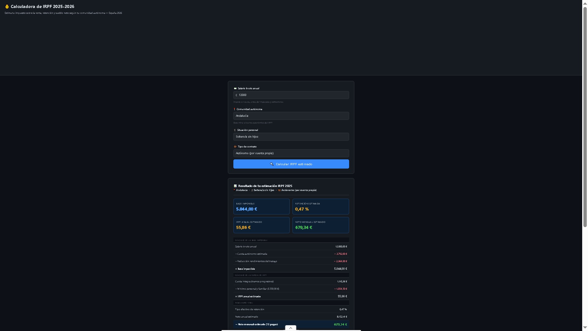 Calculadora de IRPF 2025-2026: cuánto pagarás este año según tu sueldo y comunidad autónoma